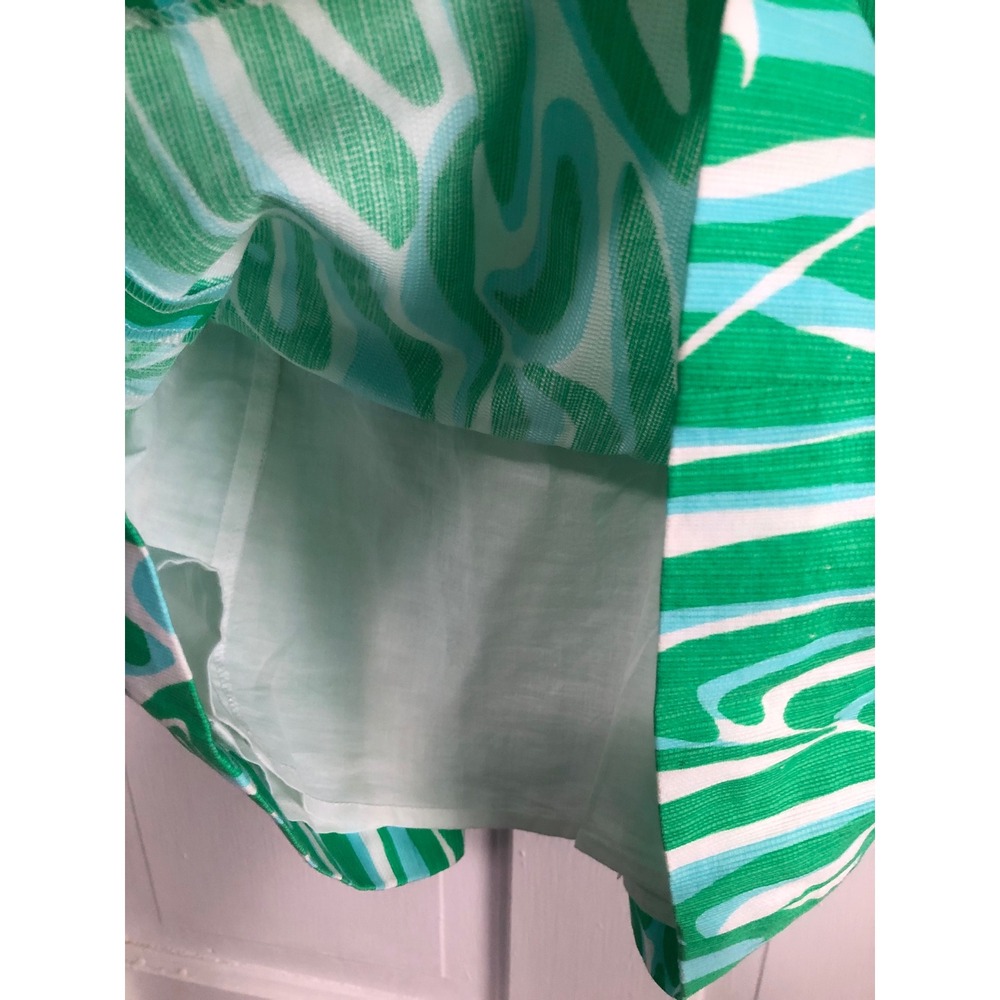 Lilly Pulitzer Green Blue Swirl Print Cami Top Sweetheart Neck Tie Back Size 10 - Picture 5 of 6